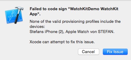 WatchKit Error Message