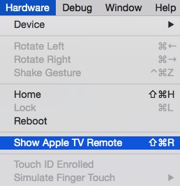 tvOS Simulator Remote Control