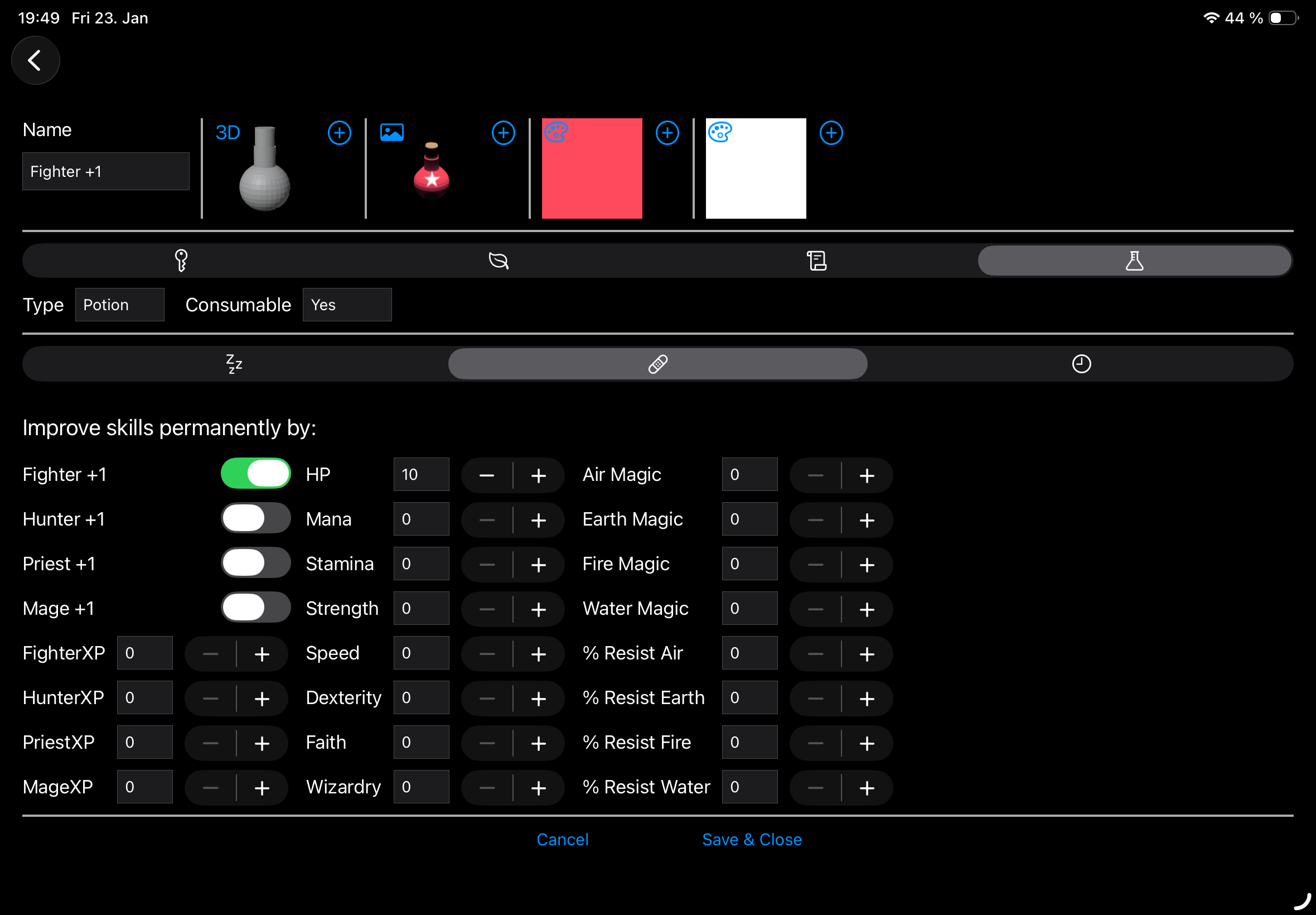 Skill Potion Interface