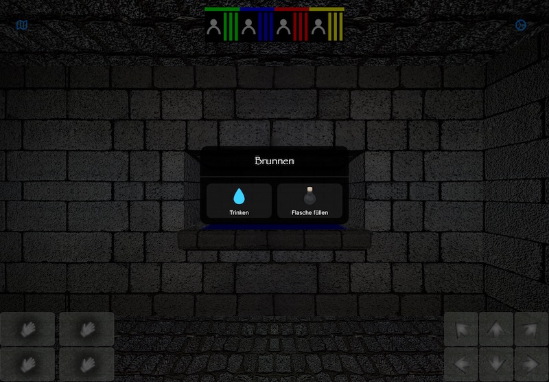 The fountain dialog with two choices: drink, or fill the flask